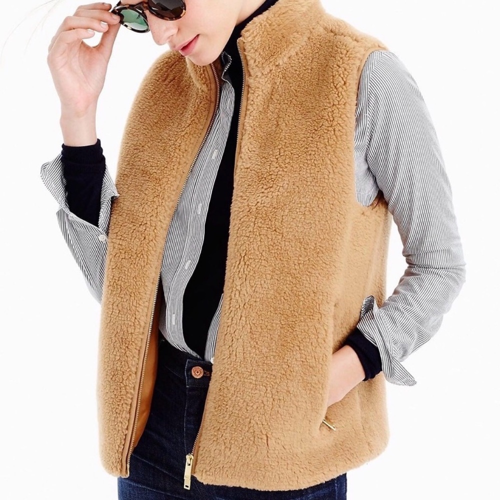 J.Crew Women's Tan Teddy Sherpa Vest - Sz XS
